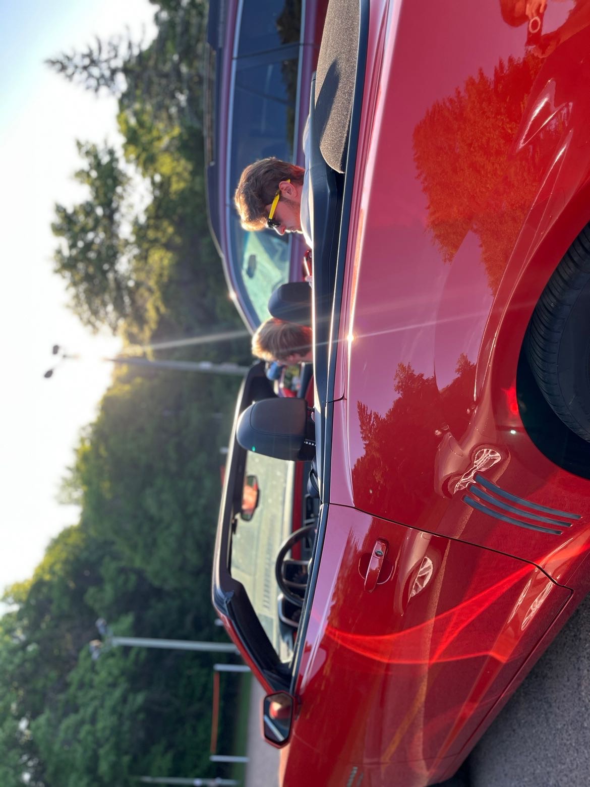 Red Camaro convertible after paint correction and wax — car detailing Eau Claire