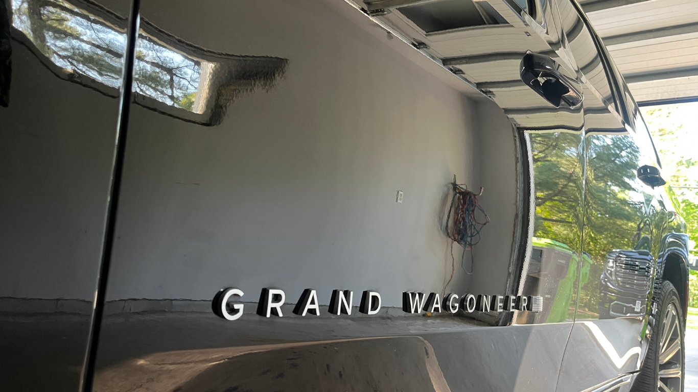 Black Grand Wagoneer panel with ceramic gloss — ceramic coating Wisconsin