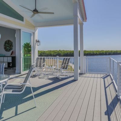 ewly constructed deck with a covered porch