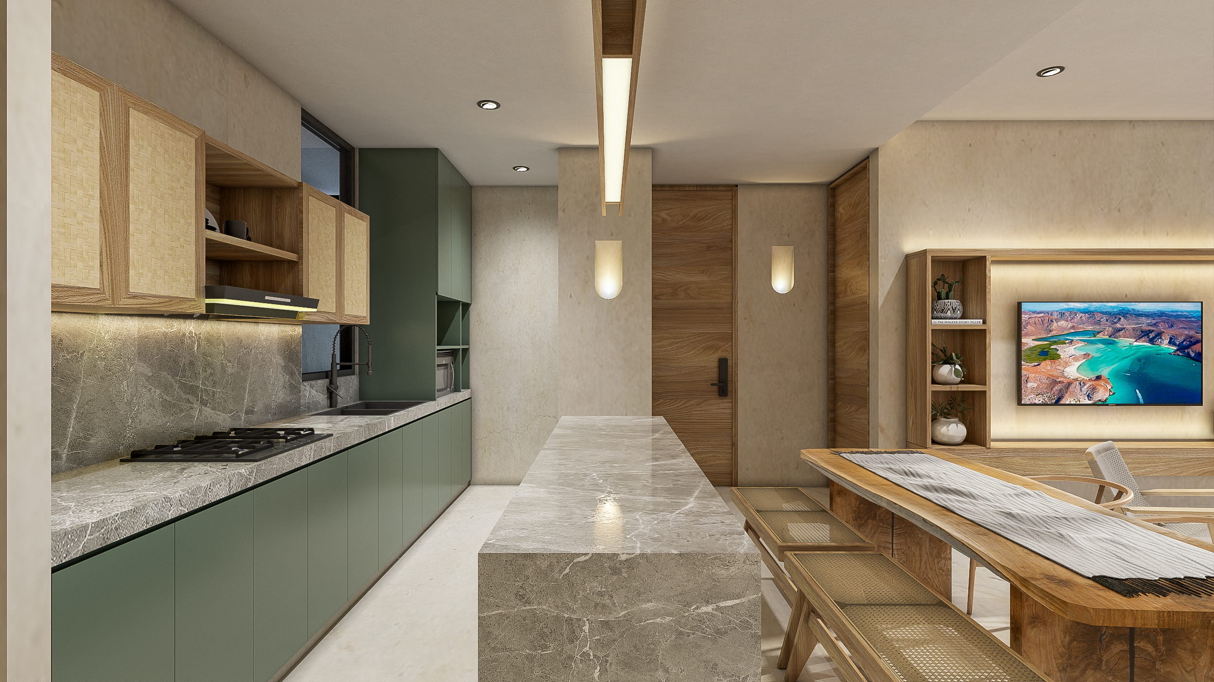 interior rendering Torre Bivalvia