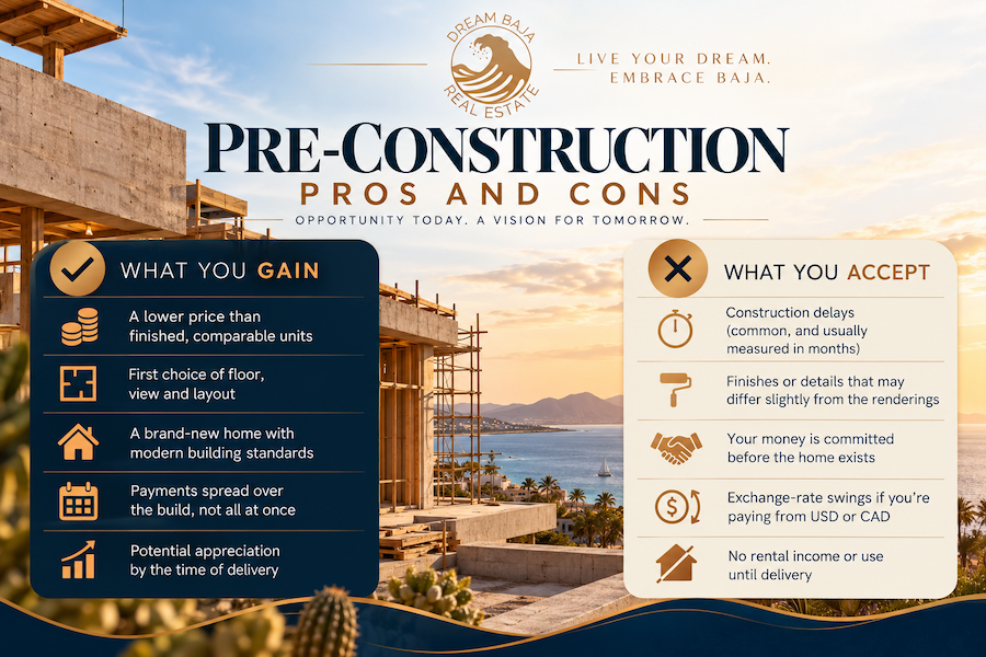 pre-construction pros and cons Mexico | Dream Baja Realty