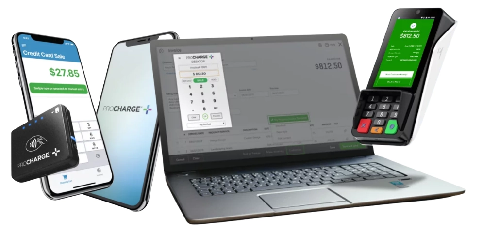 ProCharge payment platform — mobile, desktop, terminal, and gateway