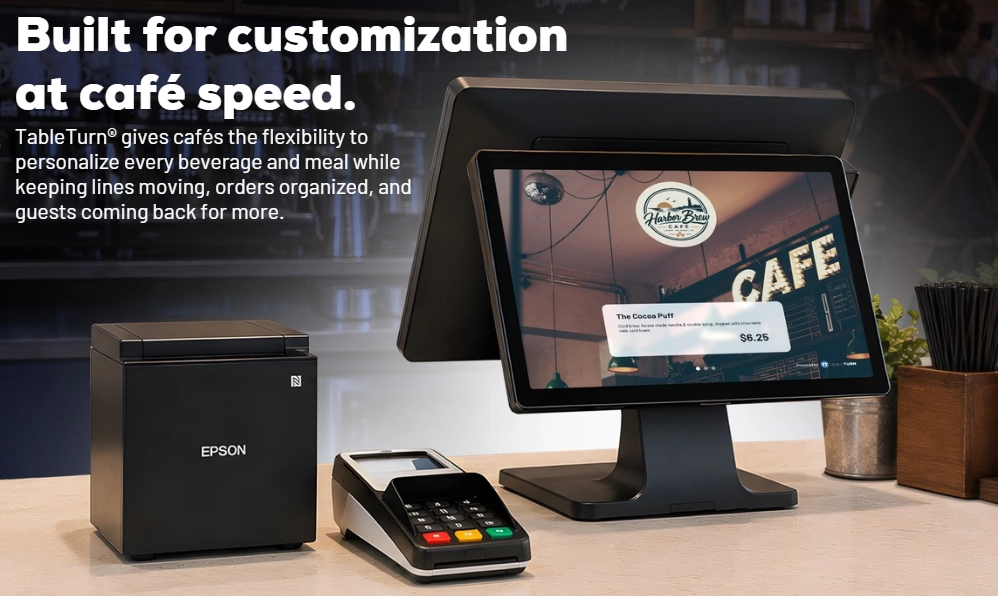 TableTurn café and coffee shop POS with customer-facing display