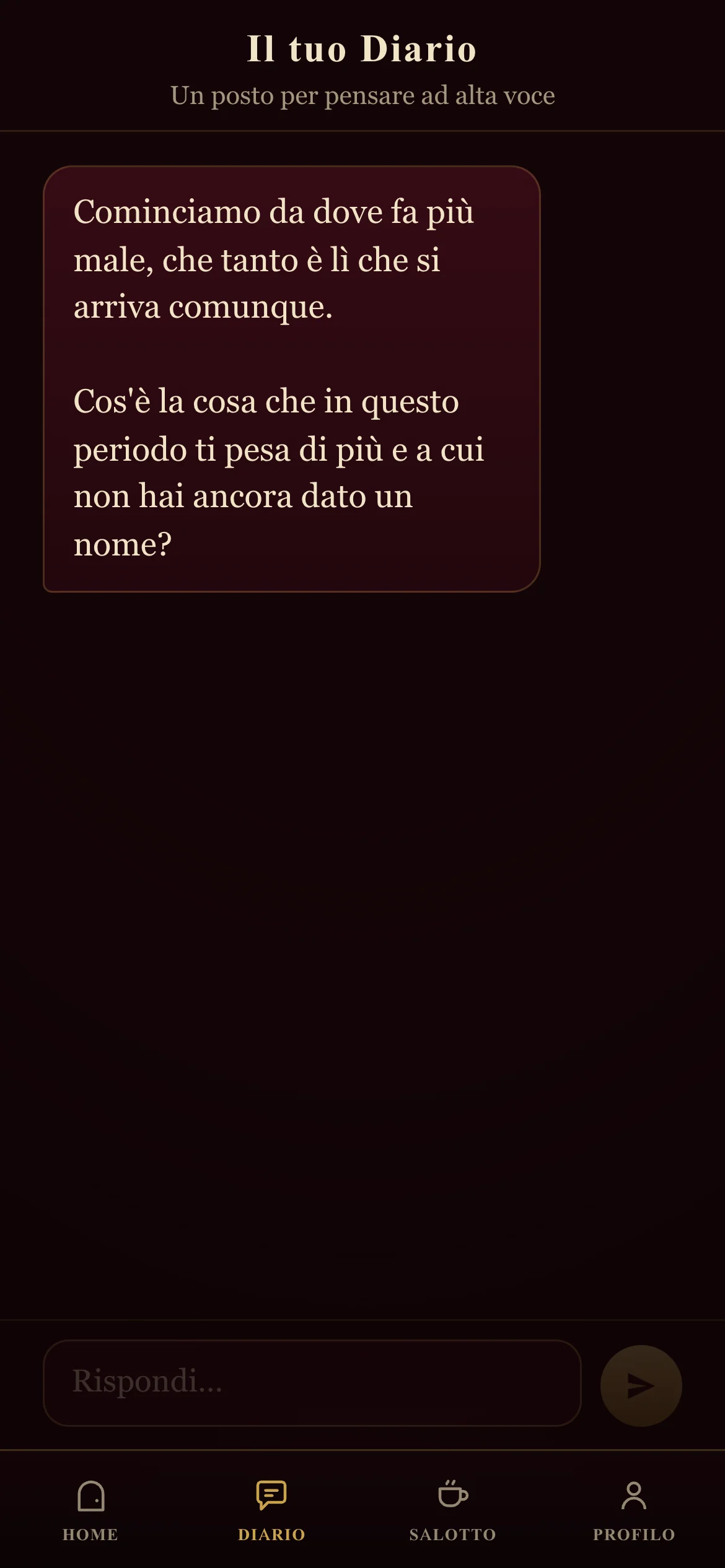 Una schermata dell'app: lo Specchio della Regina