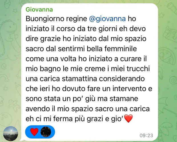Messaggio di una cliente