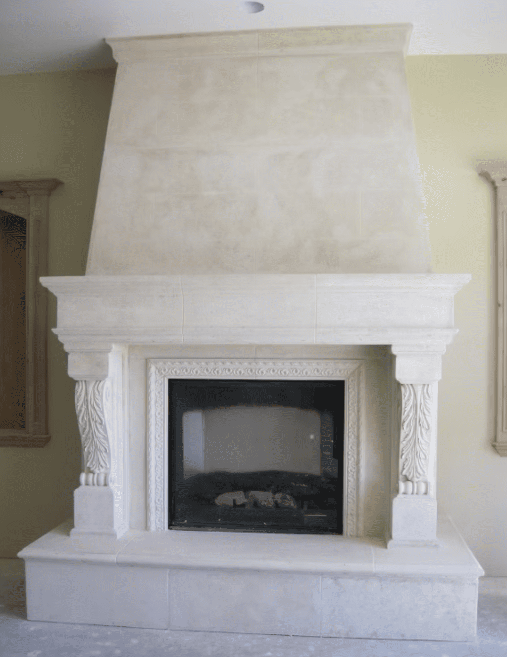 Architectural precast fireplace mantel and surround at Paradise Building Materials