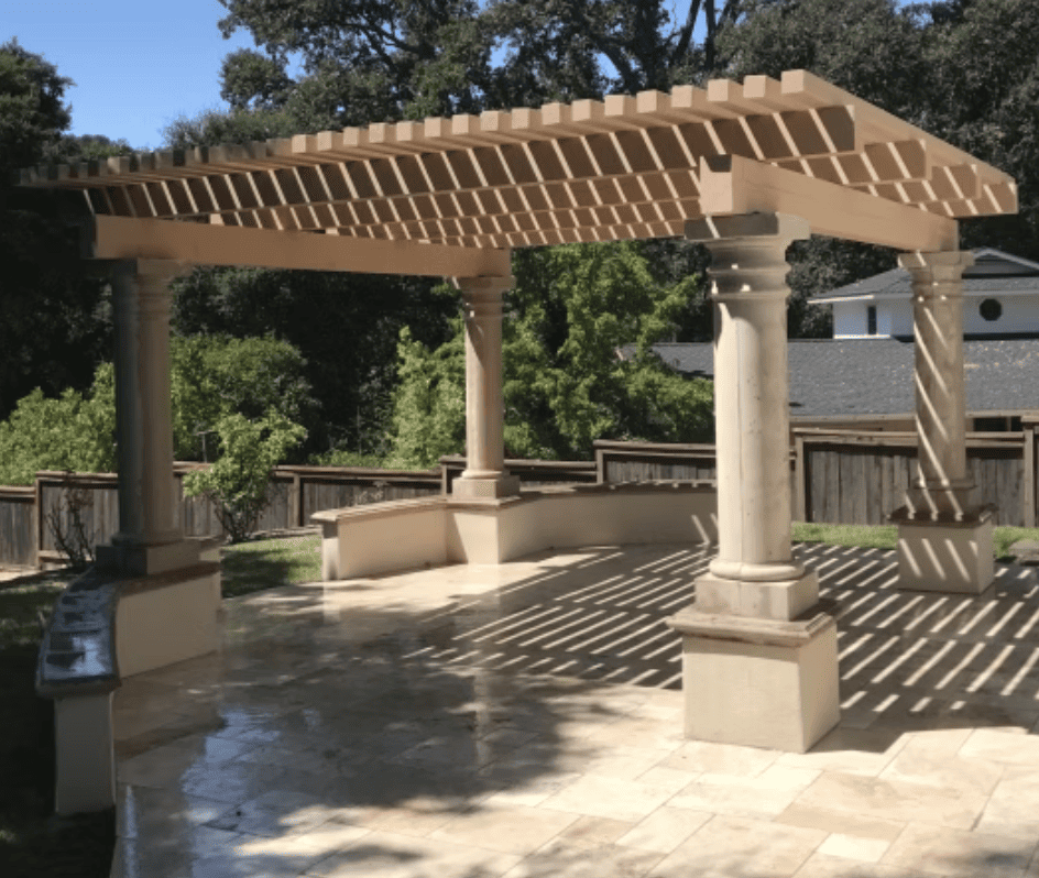 Architectural precast columns and pergola components at Paradise Building Materials