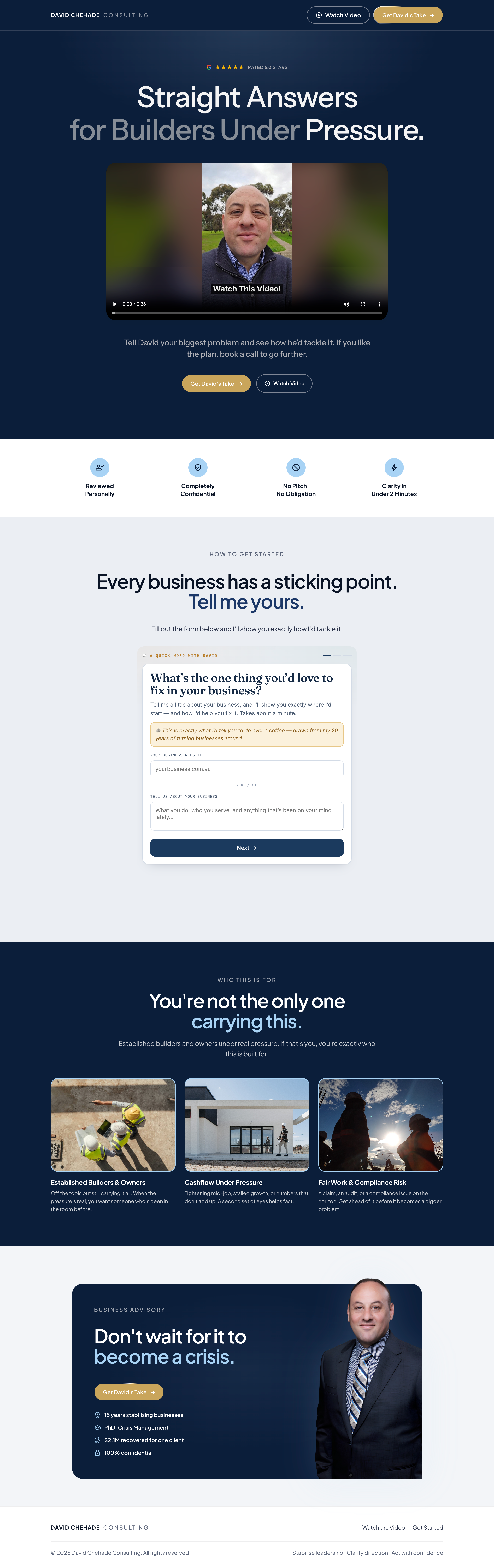 Financial Services landing page
