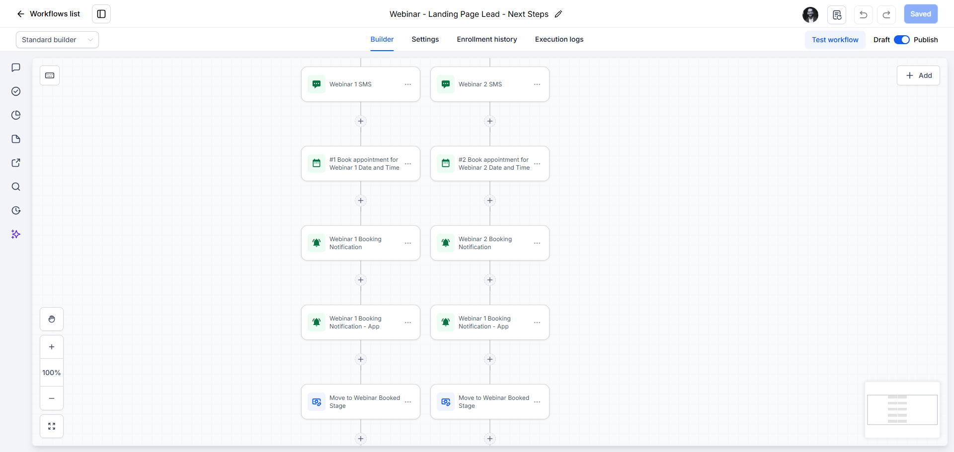 Webinar registration and reminder workflow