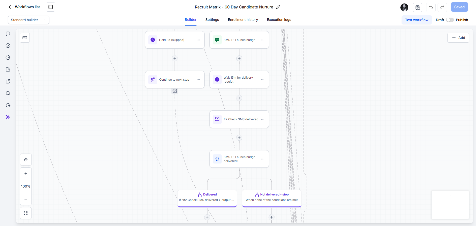 SMS and email delivery-receipt check workflow