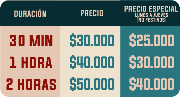 Tarifas Zona de Juegos