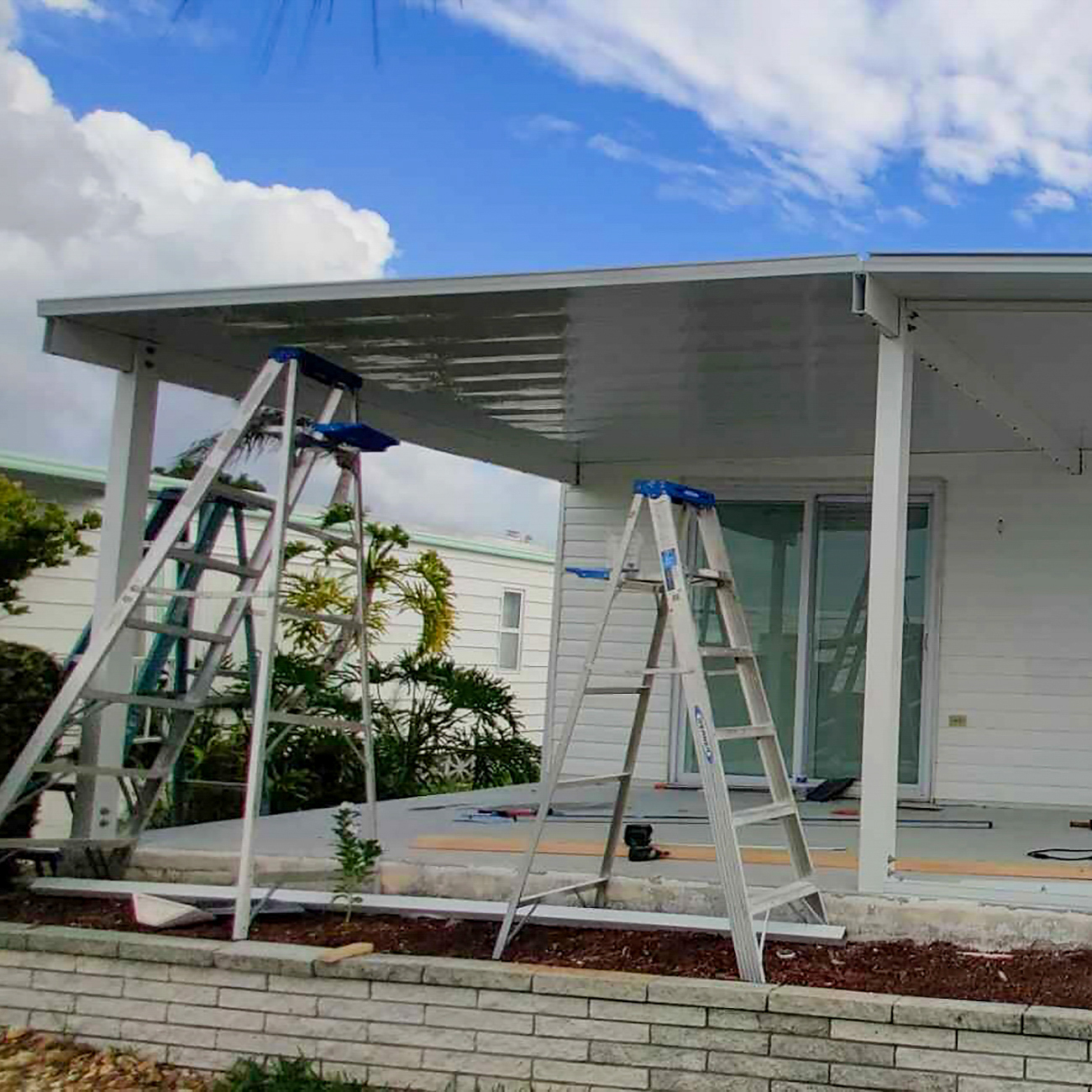 Covered lanai addition on a home in Florida