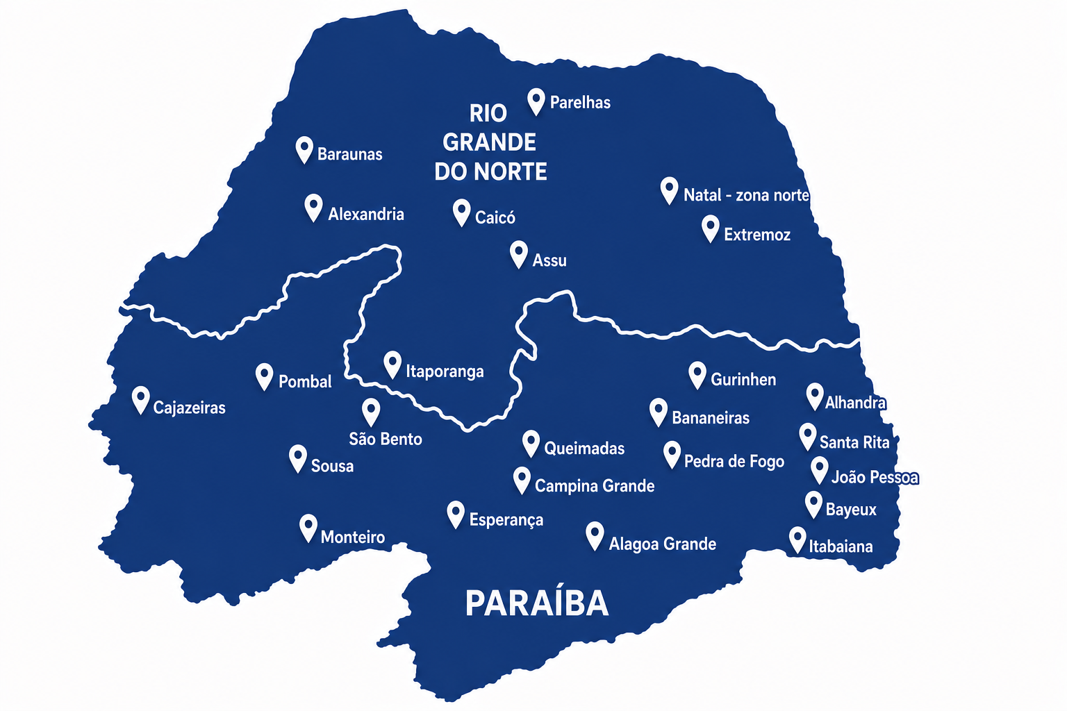 Mapa Paraíba e Rio Grande do Norte