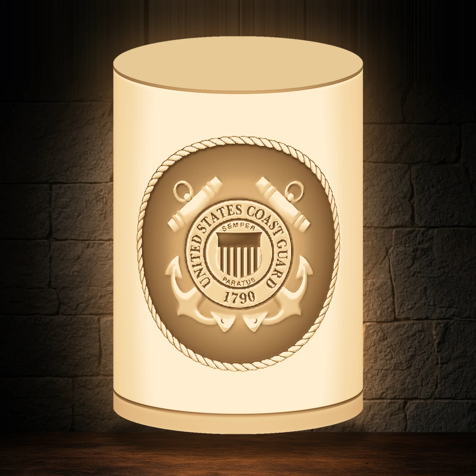 Coast Guard Emblem Shade, Replacement Lithophane, blank lithophane shade only