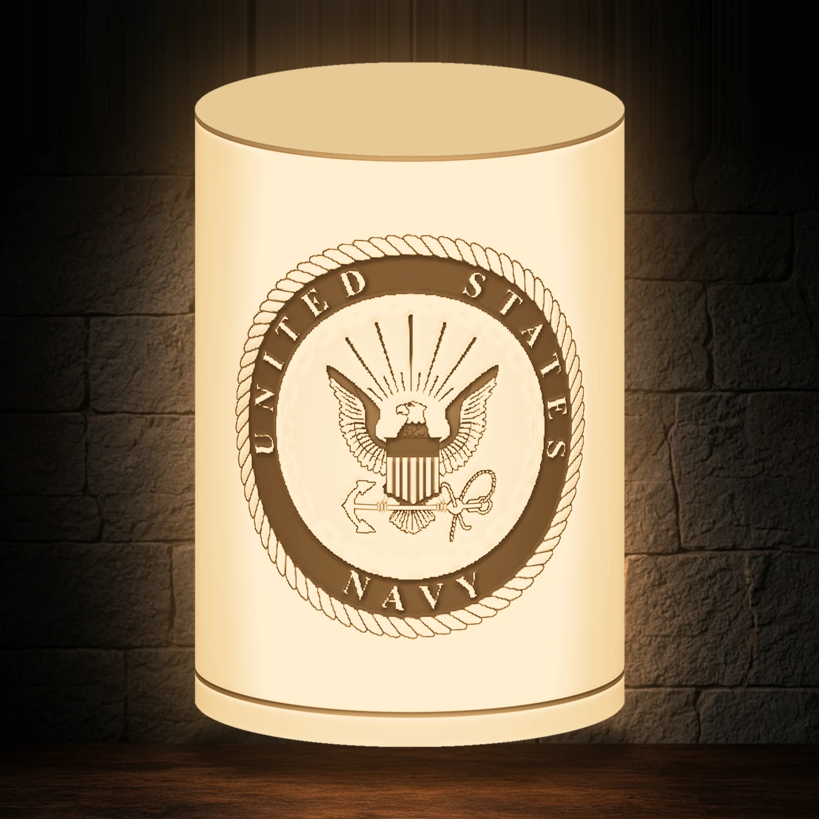 Navy Emblem Shade, Replacement Lithophane, blank lithophane shade only