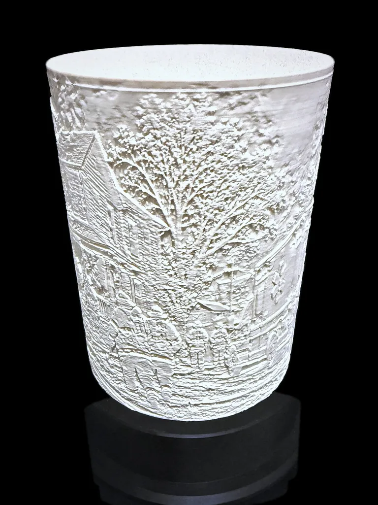 Fully Involved lamp switched off, white relief shade