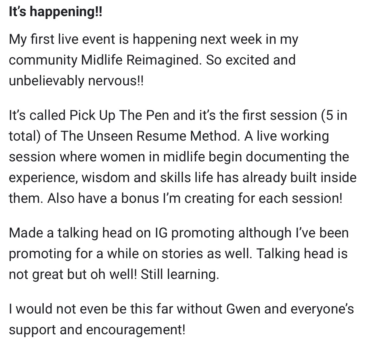 Student testimonial - It's happening