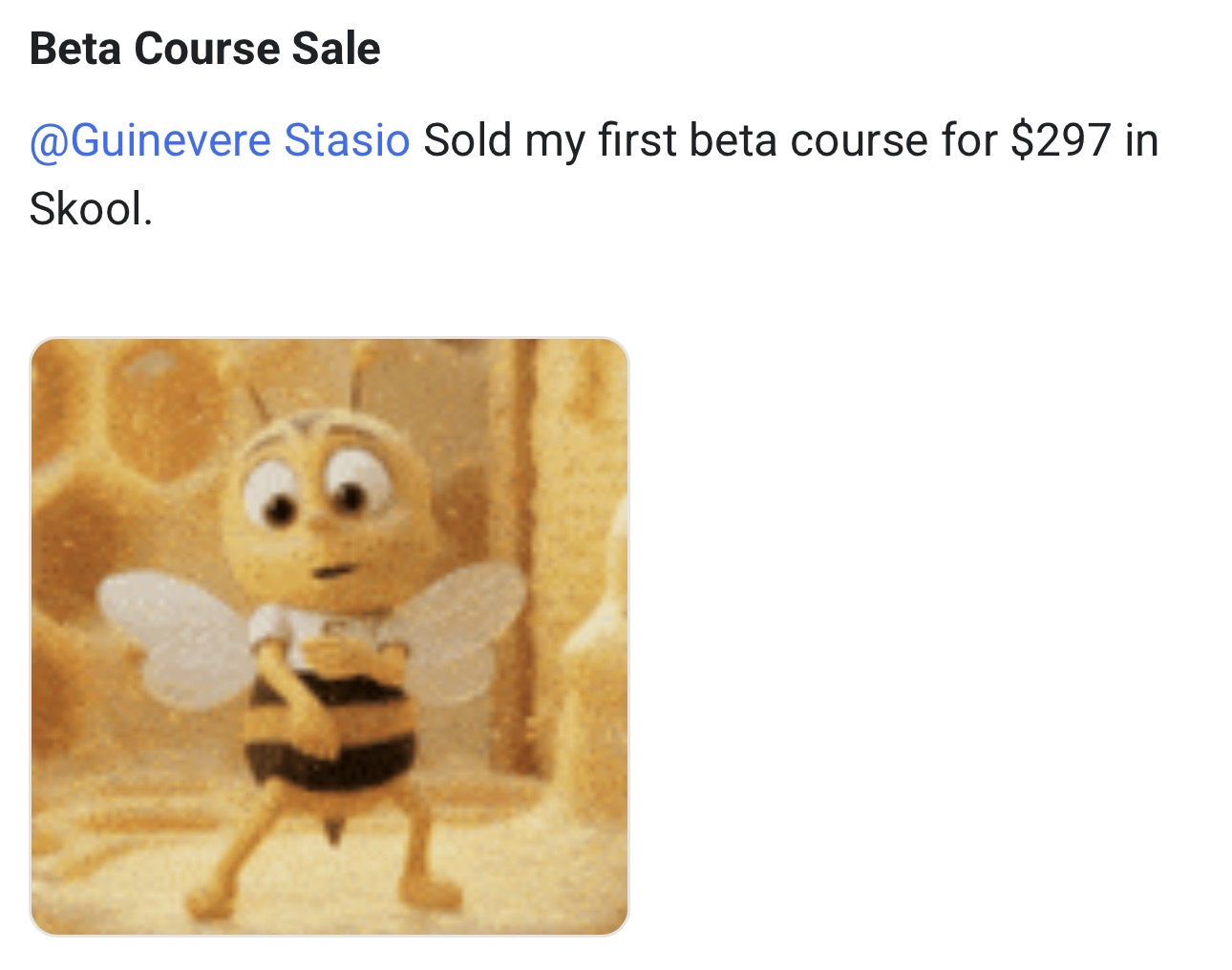 Student testimonial - First beta course sale
