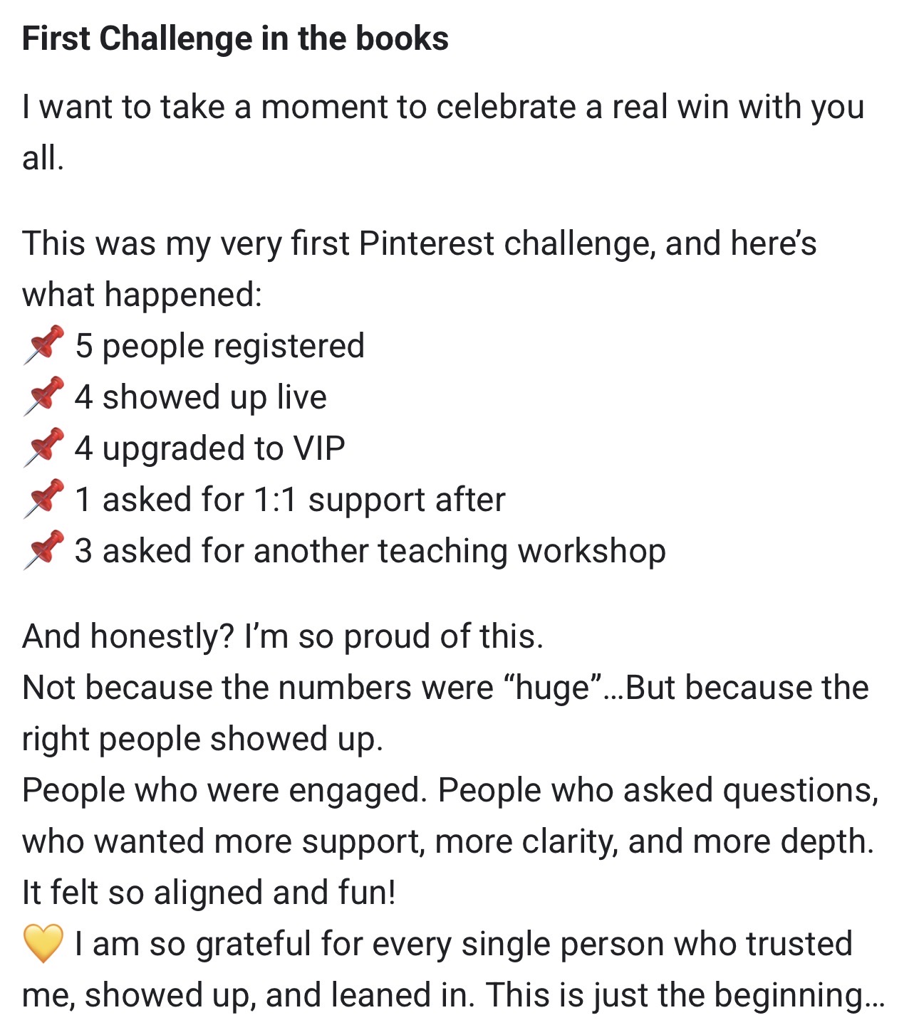 Student testimonial - First challenge