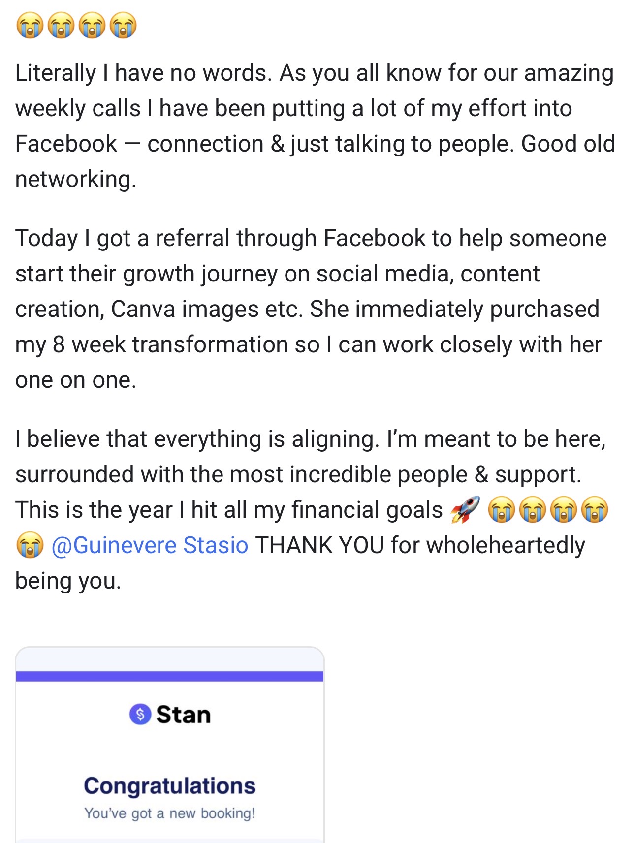Student testimonial - No words
