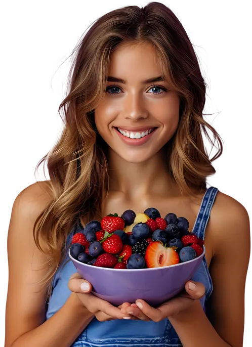 Girl holding fruits in her hands