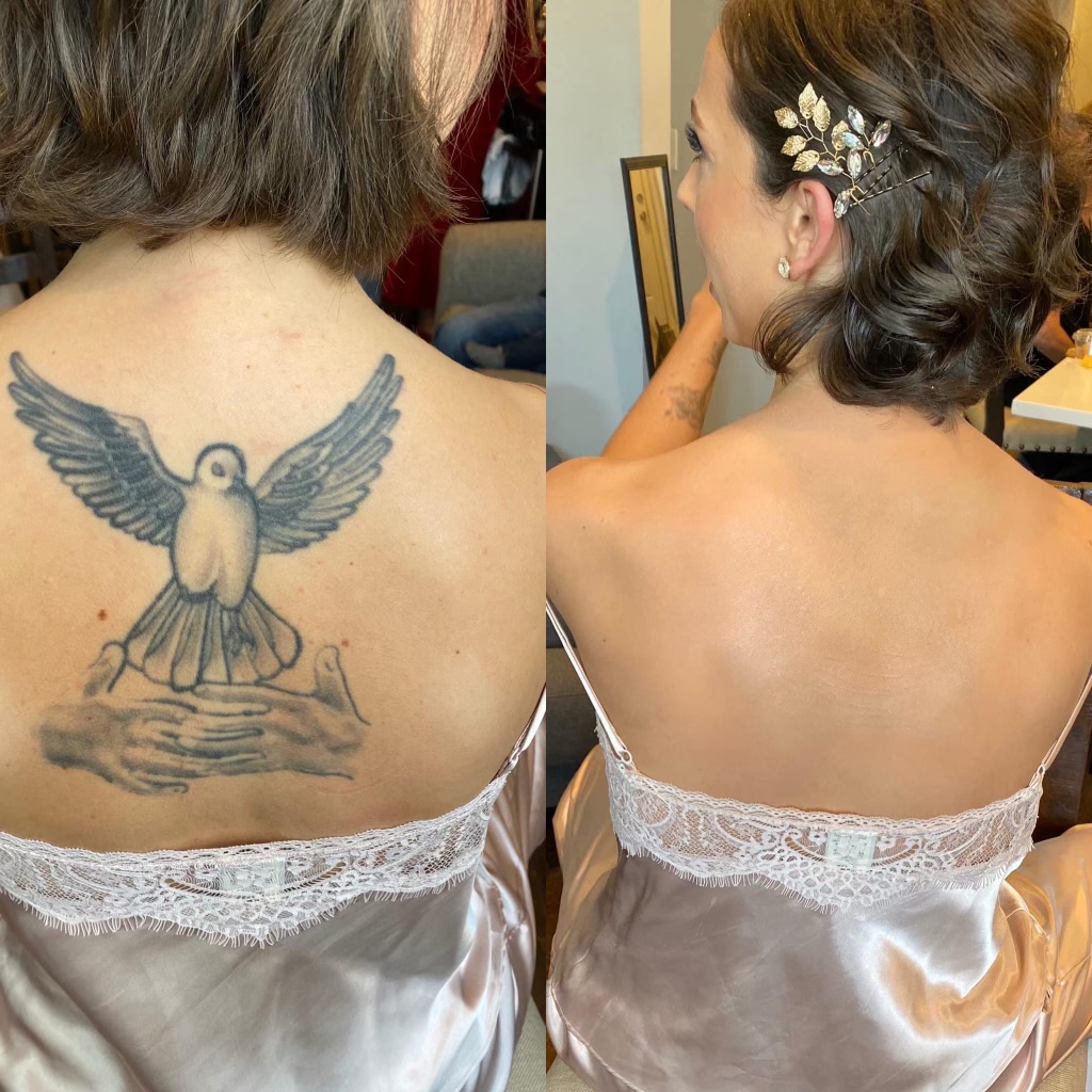 Before and after hair and makeup transformation by City Lights Beauty Agency