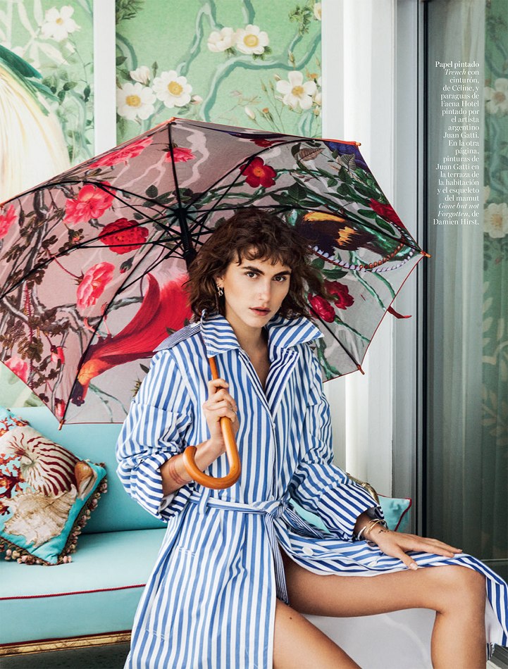 Fashion editorial portrait with a vintage umbrella