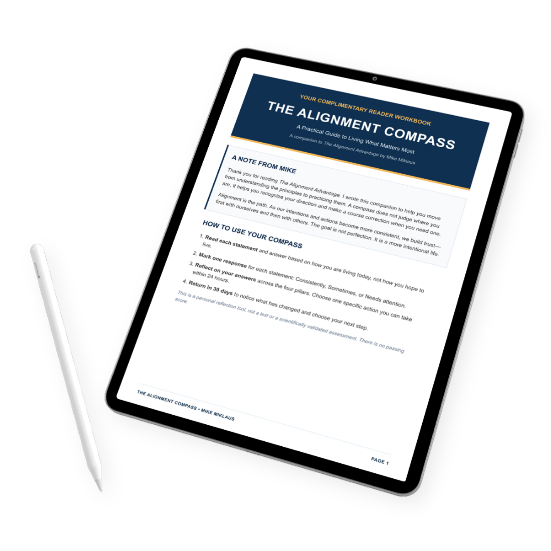 The Alignment Compass Workbook iPad Mockup