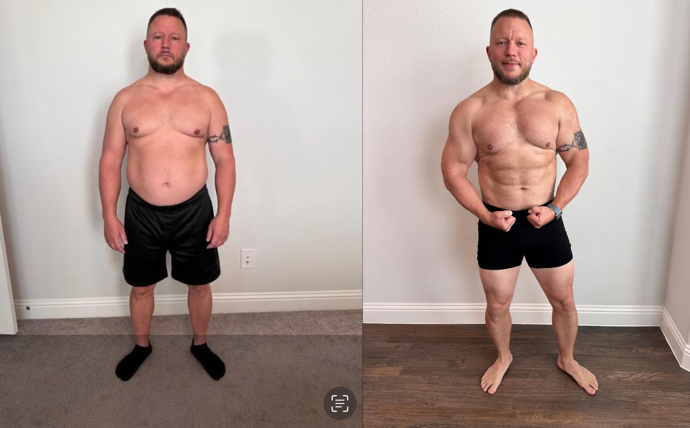 RUK Fitness client transformation — before and after