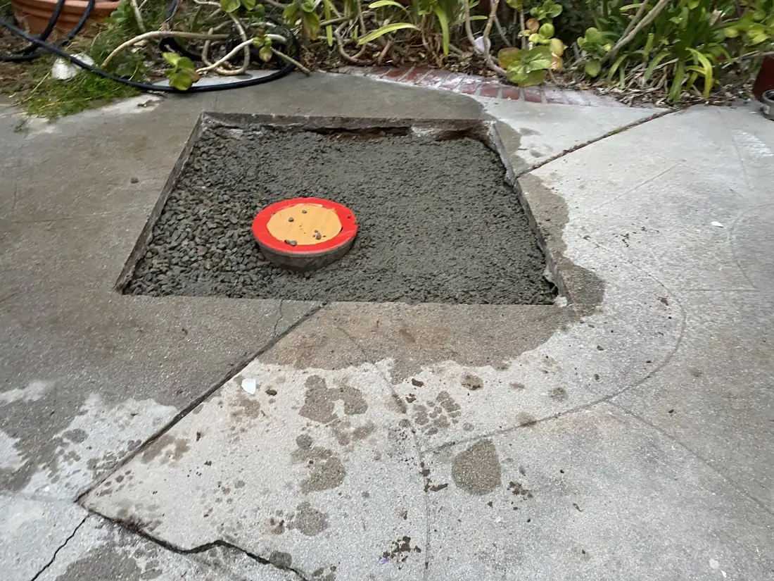 Exterior sewer clean-out where main line drain cleaning starts