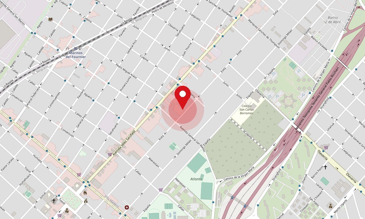 Mapa: el Instituto Madero en Evita 66, Villa Madero