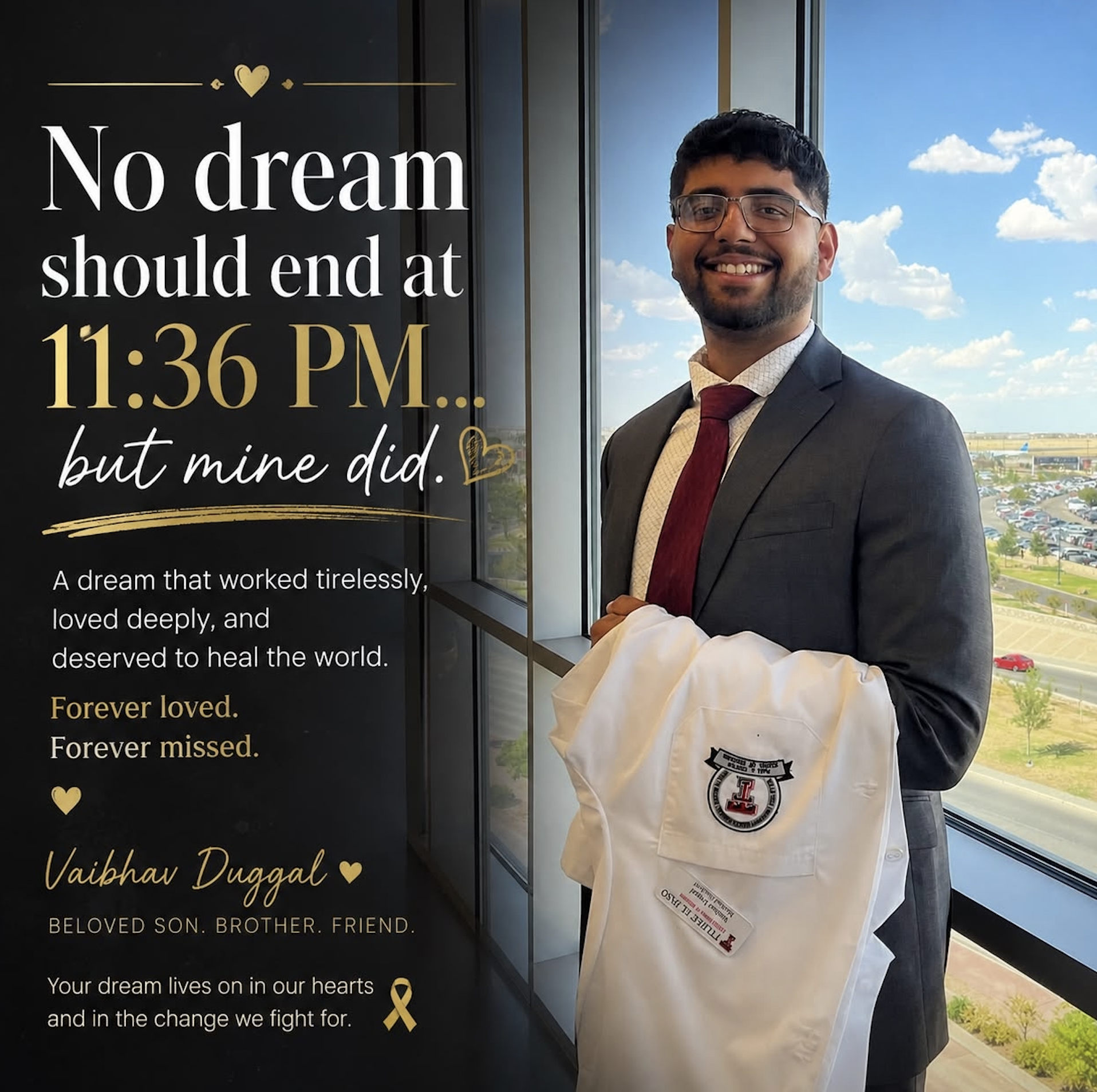 No dream should end at 11:36 PM - Vaibhav Duggal Memorial