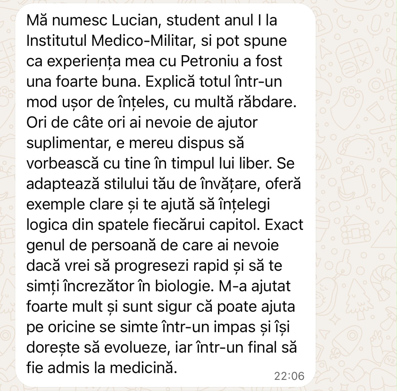 Mesajul primit de la Lucian