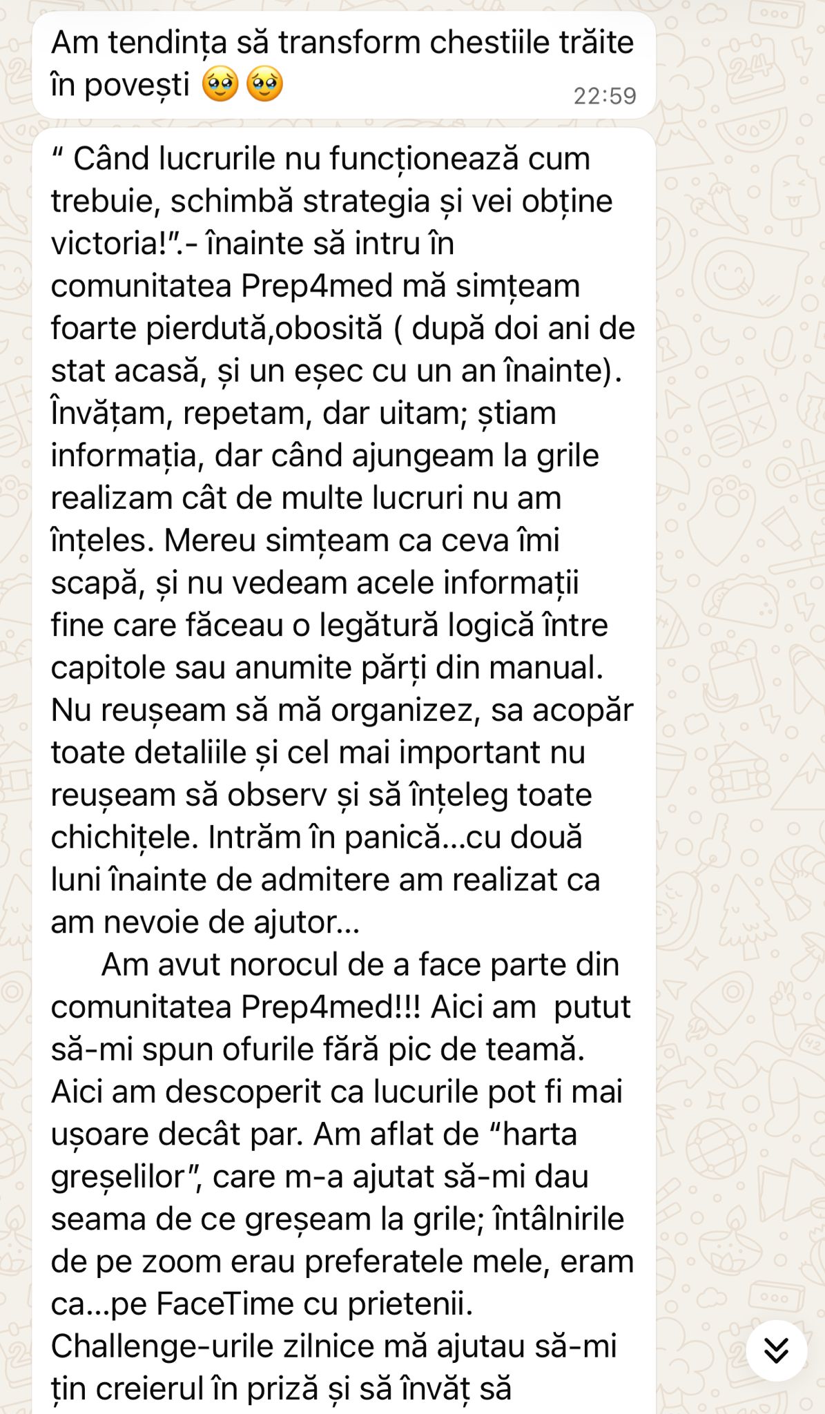 Mesajul primit de la Bianca