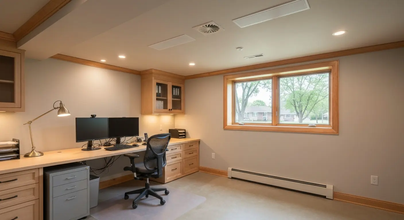 Home office in basement