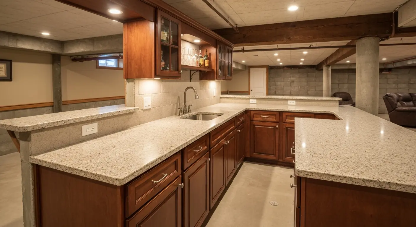 Custom basement bar installation