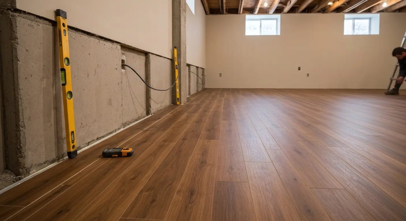 Moisture-resistant basement flooring