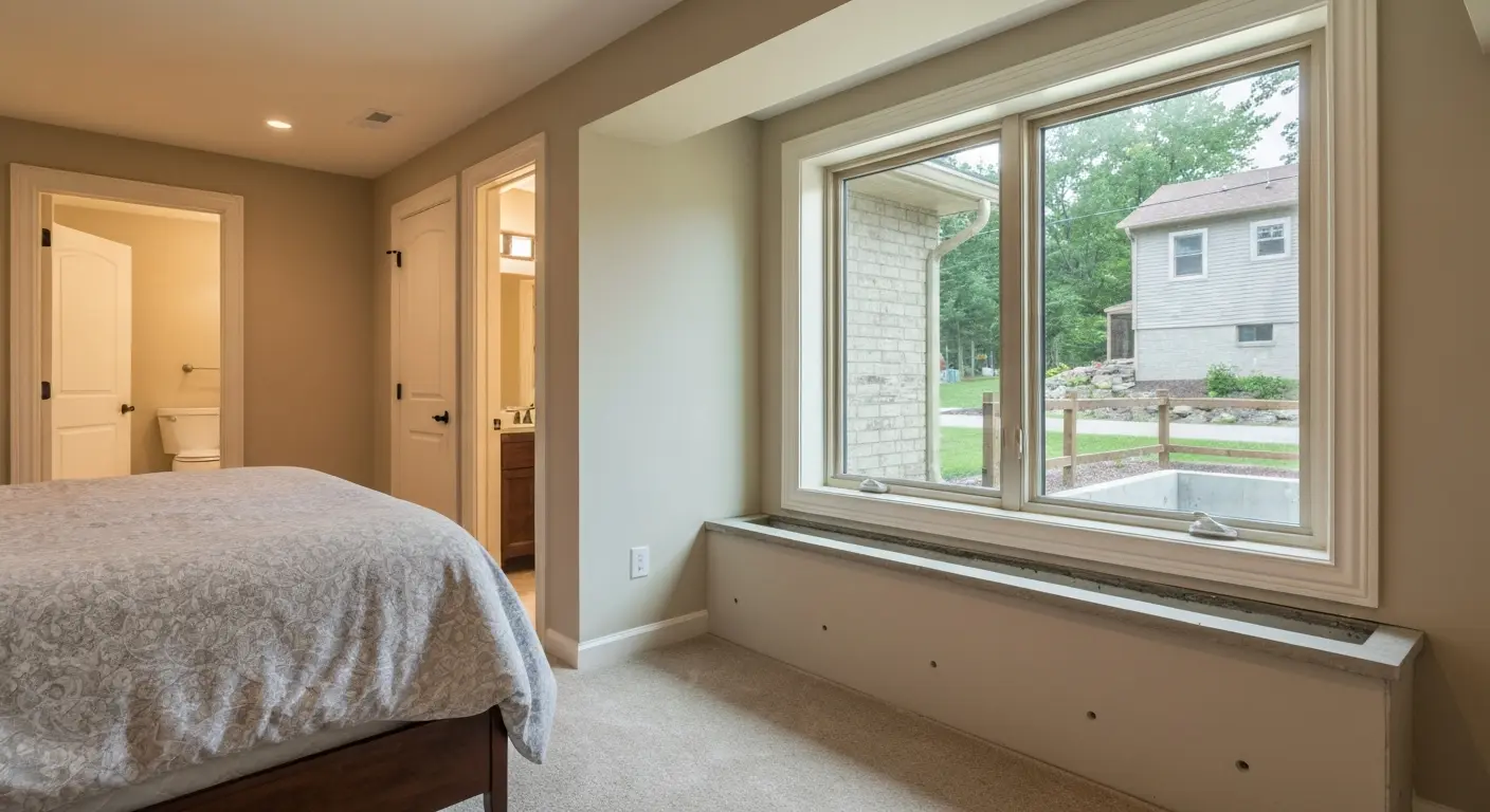 Bedroom and bathroom basement addition