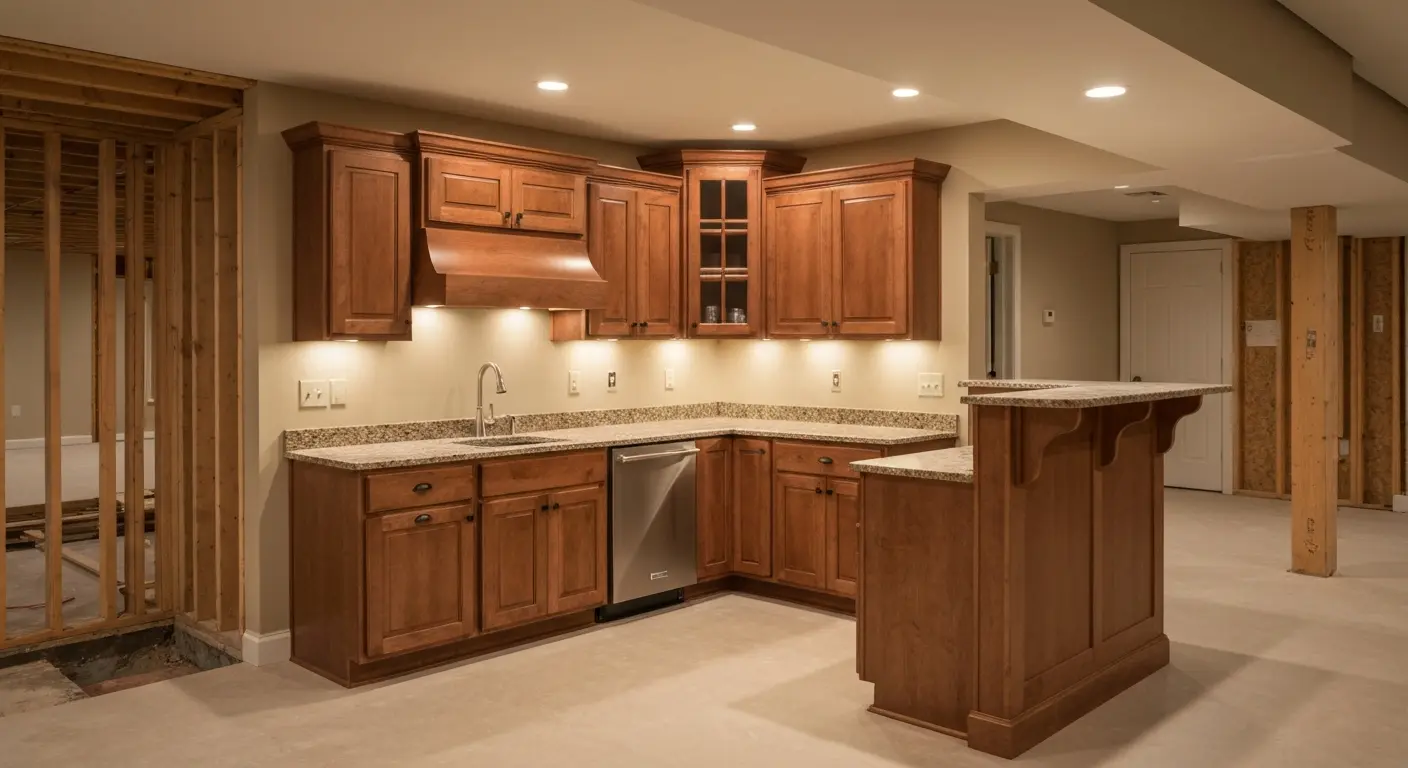 Basement kitchen and wet bar