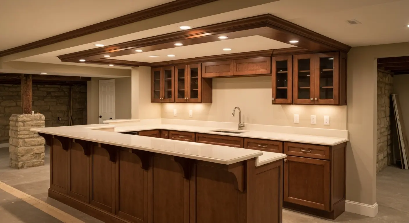 Finished basement bar area