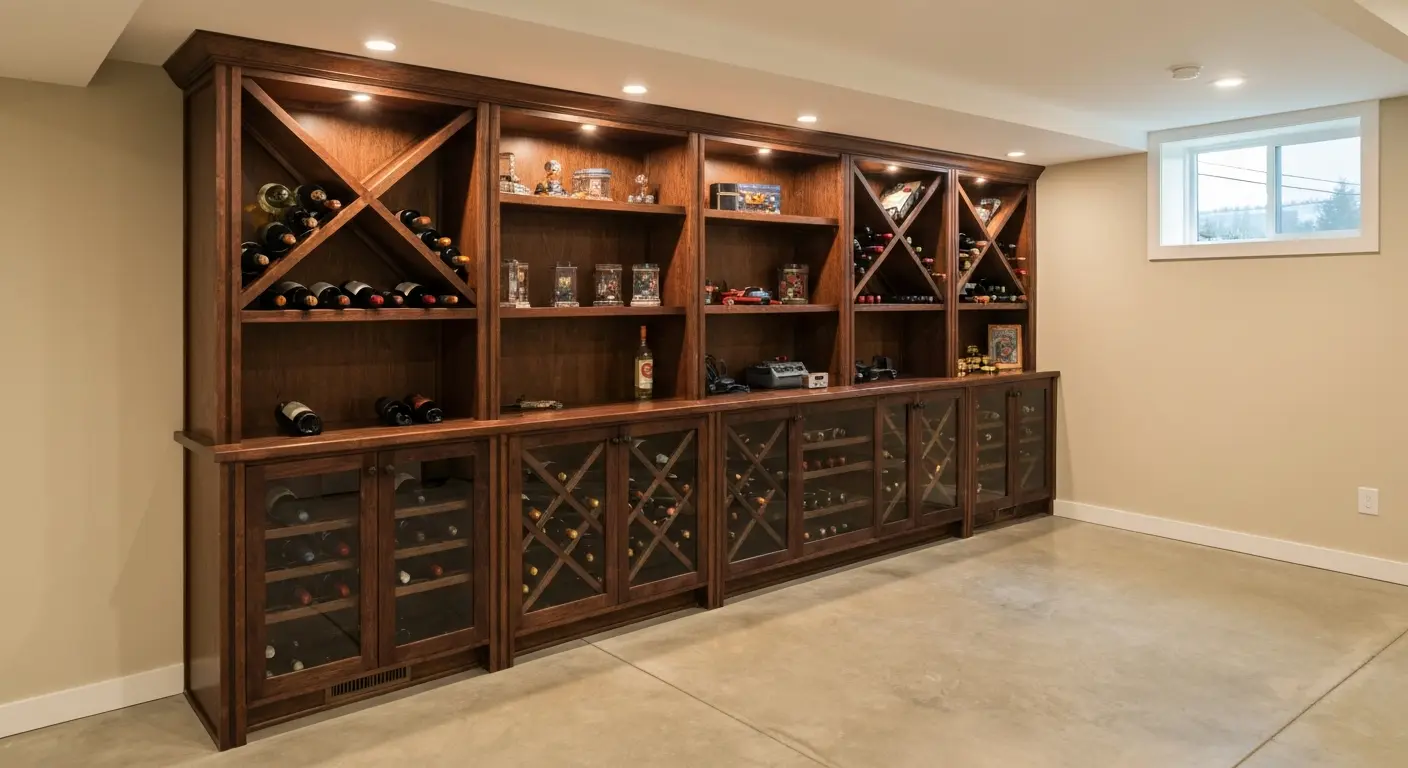 Wine rack and specialty storage built-ins
