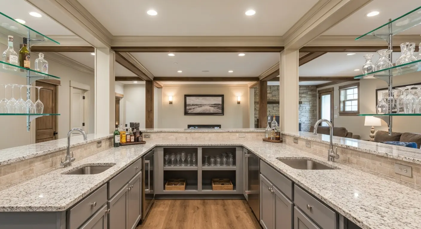 Recreation room with bar