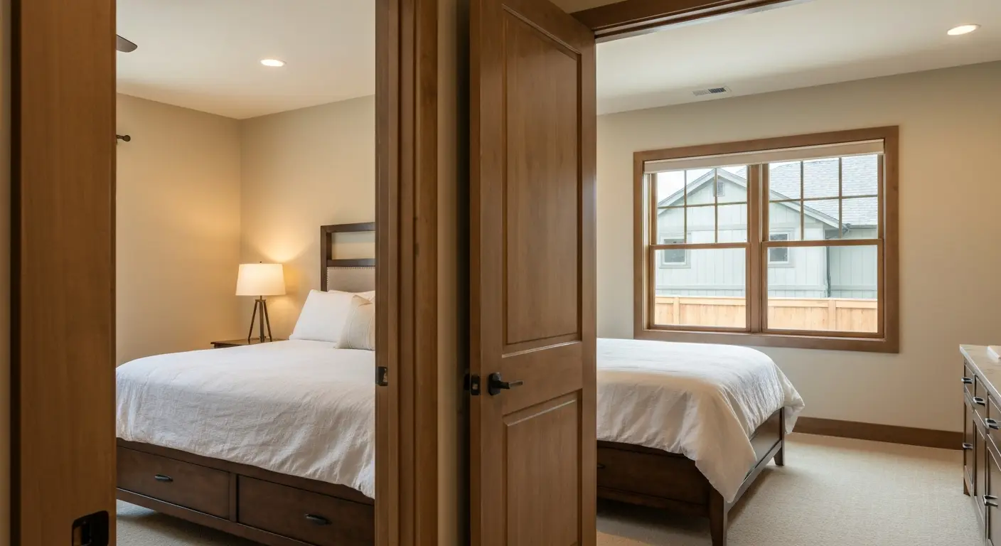 Luxury guest bedroom with bath