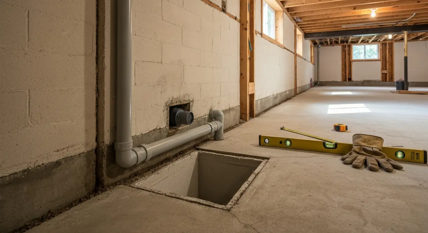 Basement waterproofing installation