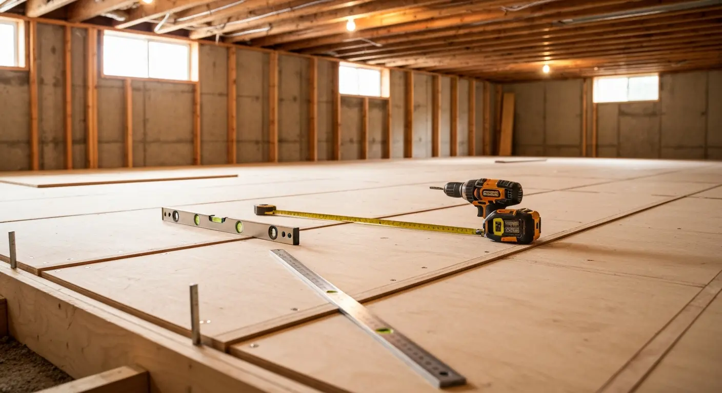 Basement subflooring installation