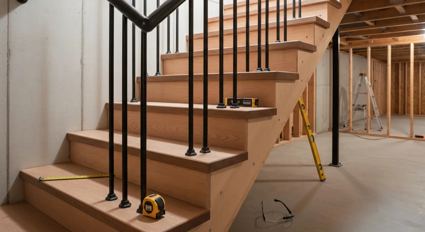 Basement stairs and railings