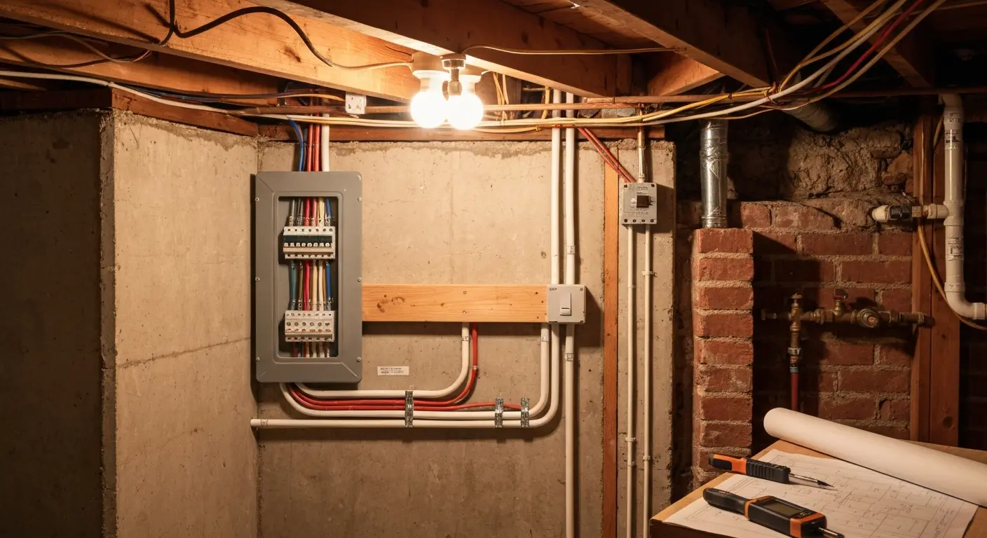 Basement electrical and mechanical systems