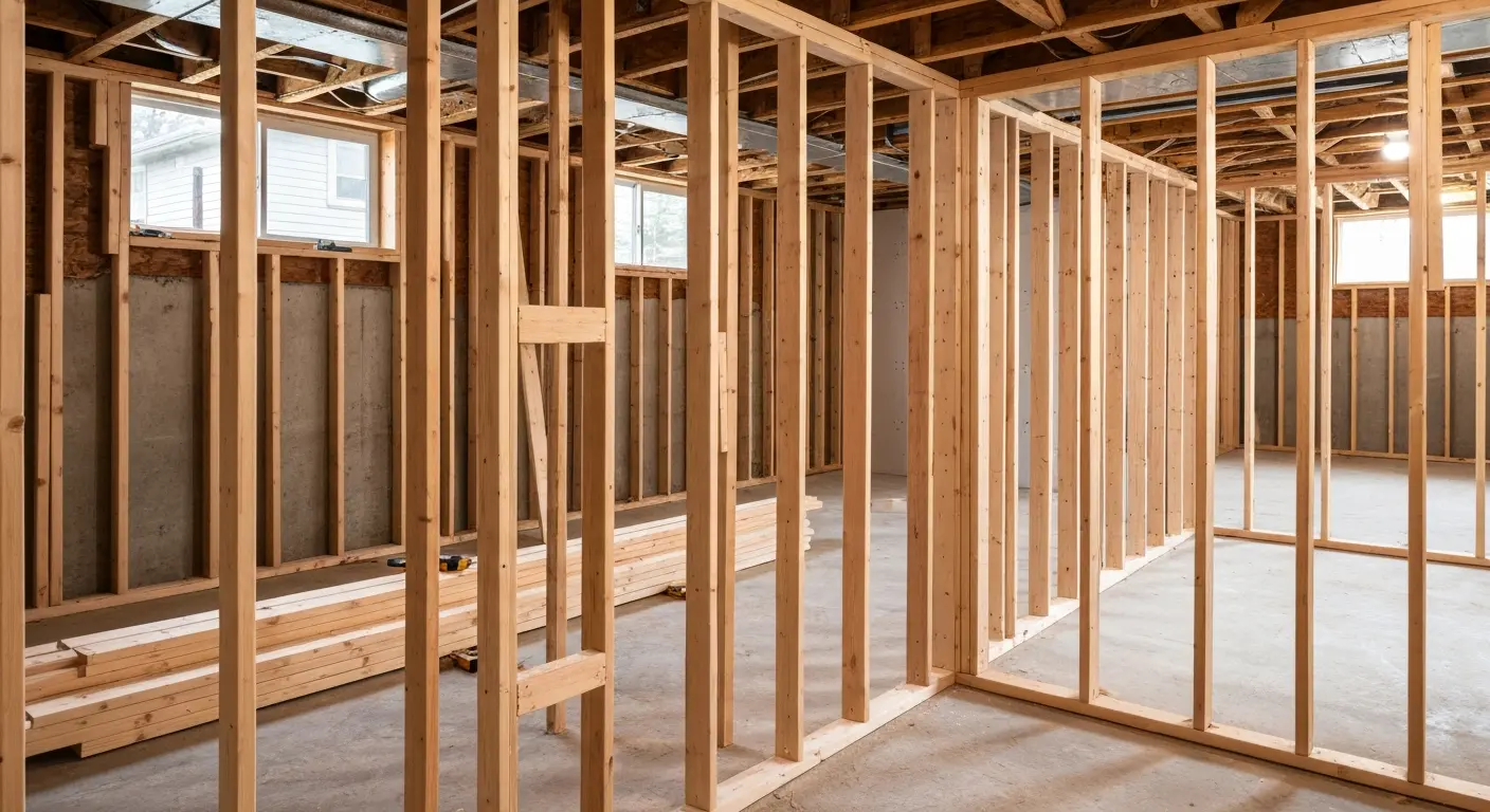 Basement wall framing installation