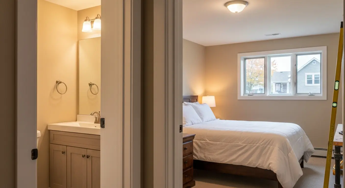 Guest bedroom basement suite