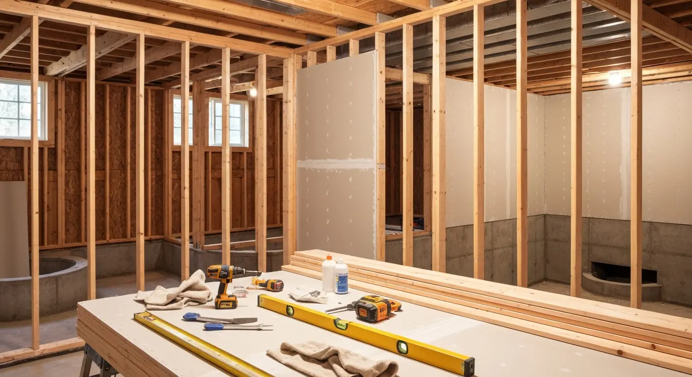 Basement framing and drywall installation
